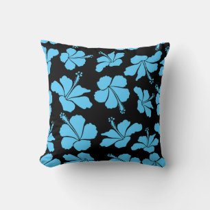 Bright hawaiian seamless pattern with tropical hib cushion