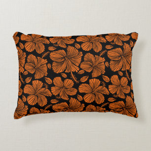 Bright hawaiian seamless pattern with tropical hib decorative cushion