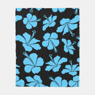 Bright hawaiian seamless pattern with tropical hib fleece blanket