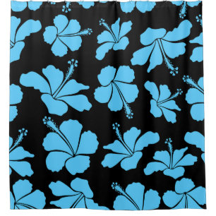 Bright hawaiian seamless pattern with tropical hib shower curtain