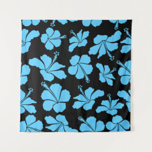 Bright hawaiian seamless pattern with tropical hib tapestry