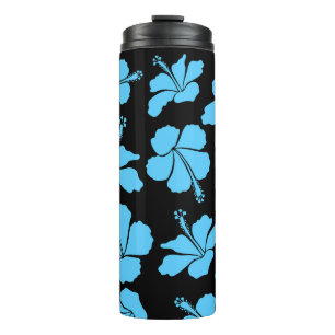 Bright hawaiian seamless pattern with tropical hib thermal tumbler