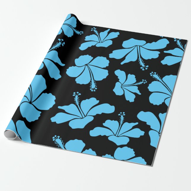 Bright hawaiian seamless pattern with tropical hib wrapping paper (Unrolled)