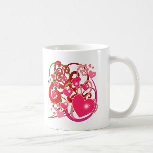 Bright Hearts and Scrolls for Lovers Coffee Mug
