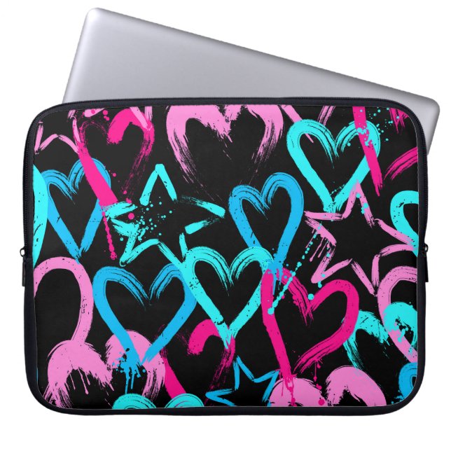 Bright hearts and stars, seamless pattern. laptop sleeve (Front)