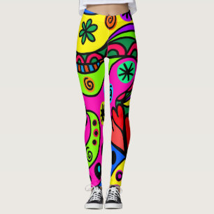 Bright Hearts and Swirl Pattern Leggings
