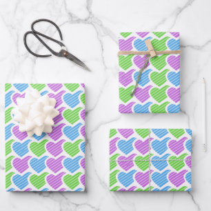 Bright Hearts Pattern Valentines Day Wrapping Paper Sheet
