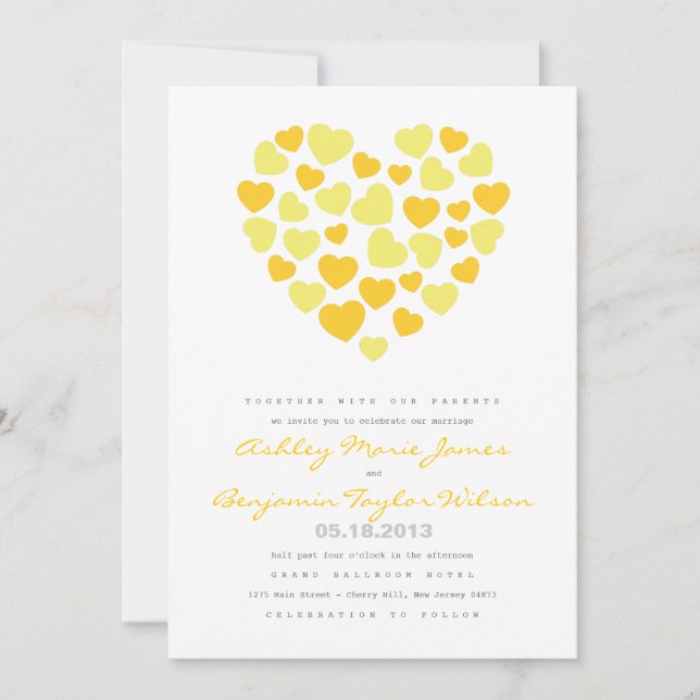 Bright Hearts Wedding Invitation (Front)