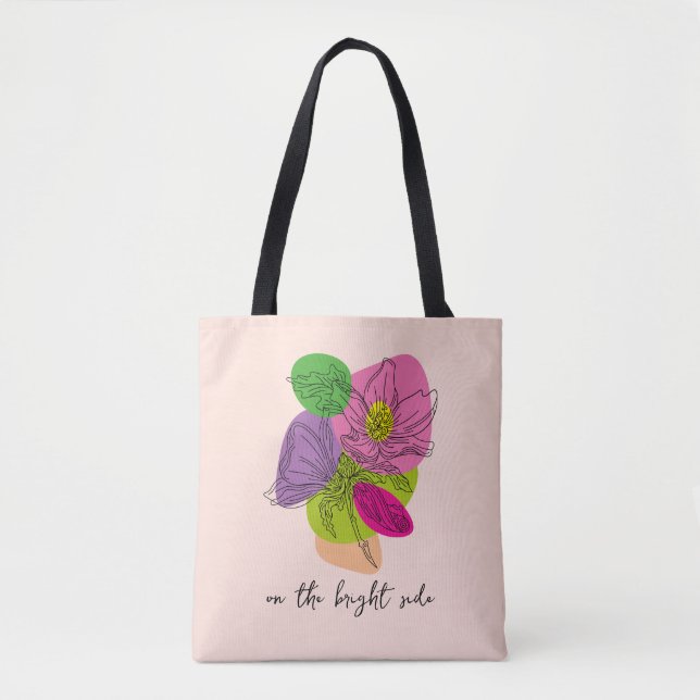 Bright Hibiscus Flower Line Art Tote Bag (Front)