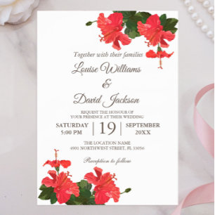 Bright Hibiscus Flower Wedding Invitation