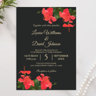 Bright Hibiscus Flower Wedding Invitation