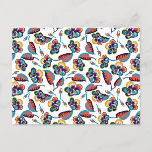 Bright Hibiscus Pattern Holiday Postcard