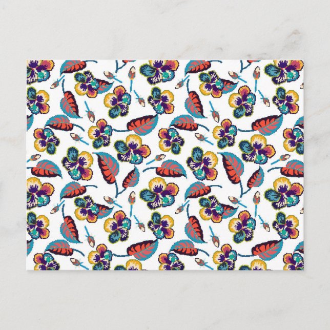 Bright Hibiscus Pattern Holiday Postcard (Front)