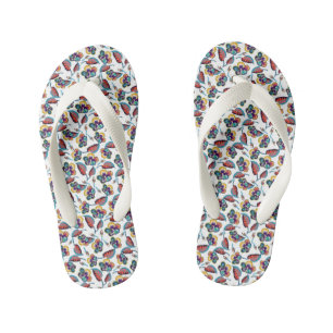 Bright Hibiscus Pattern Kid's Thongs