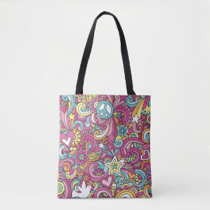 Bright Hippie Pattern Tote Bag