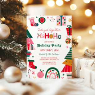 Bright Ho Ho Ho Christmas Party Invitation
