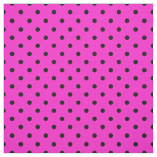 Bright Hot Pink Black Spotty Polka Dot Pattern Fabric