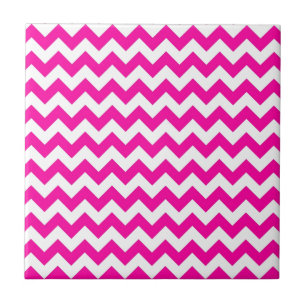 Bright Hot Pink Chevrons Ceramic Tile