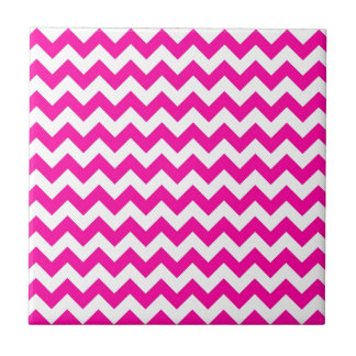 Bright Hot Pink Chevrons Ceramic Tile