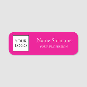 Bright Hot Pink Logo Promotional Name Tag
