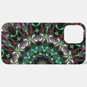Bright hue on dark in medallion-style kaleidoscope iPhone 12 pro max case