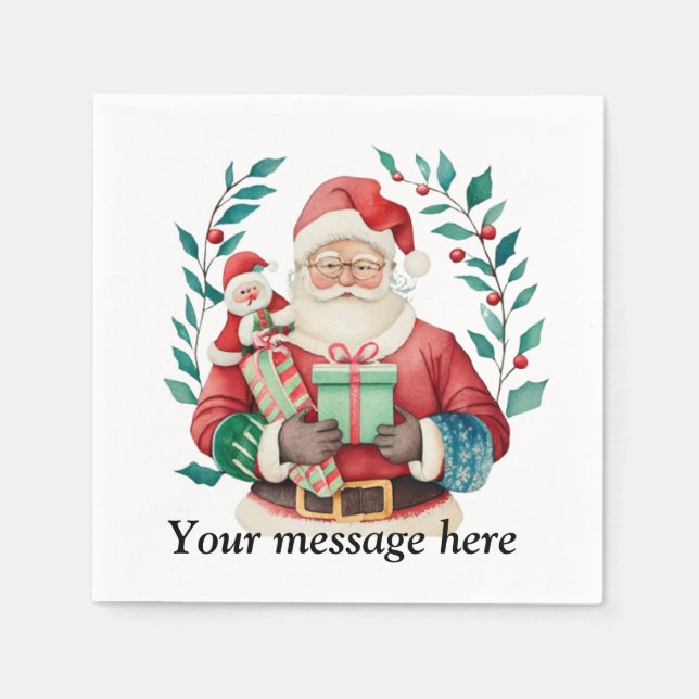 Bright Hues: Personalise Your Yuletide Cheer Napkin (Front)