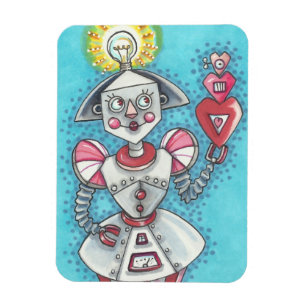 Bright Idea GIRL ROBOT HEARTS MAGNET *Customise