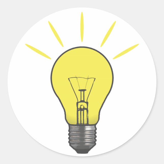 Bright Idea Light Bulb Classic Round Sticker (Front)