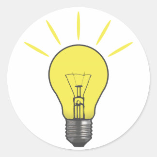 Bright Idea Light Bulb Classic Round Sticker