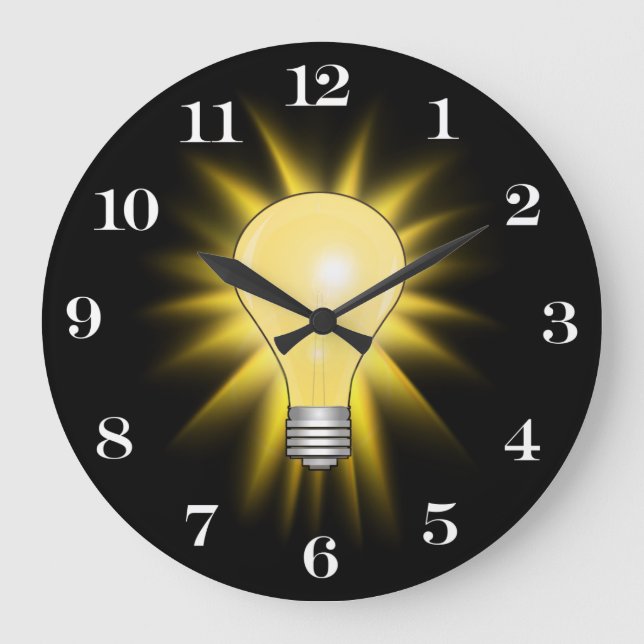 Bright Idea Light Bulb (Removable Numbers) Large Clock (Front)