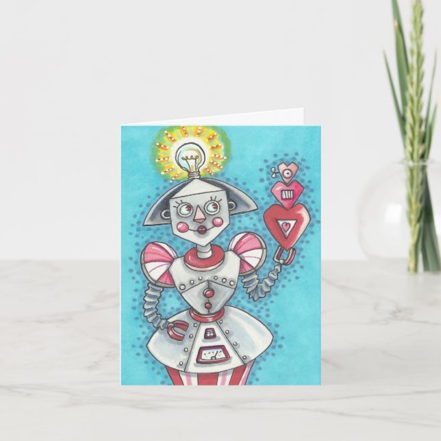 Bright Idea ROBOT VALENTINE NOTE CARD Customise (Front)