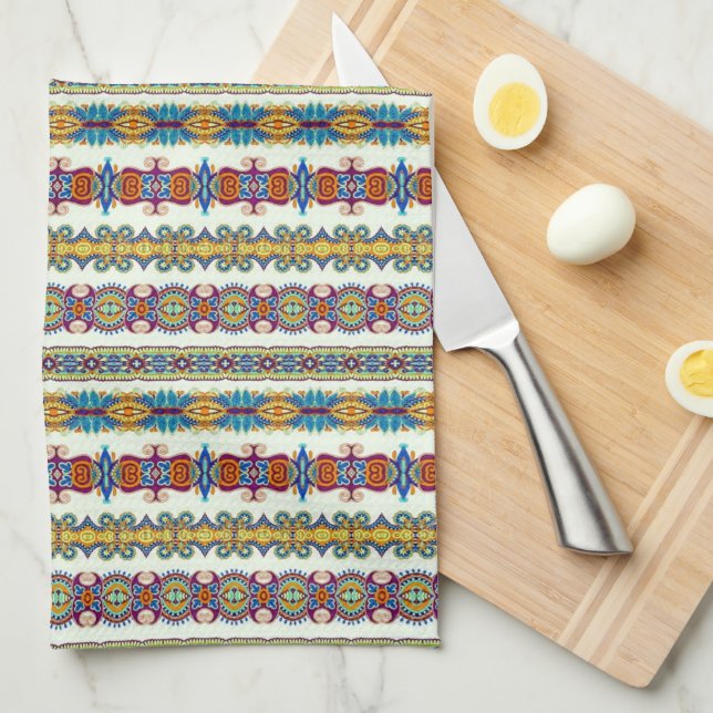Bright Indian pattern Tea Towel (Quarter Fold)