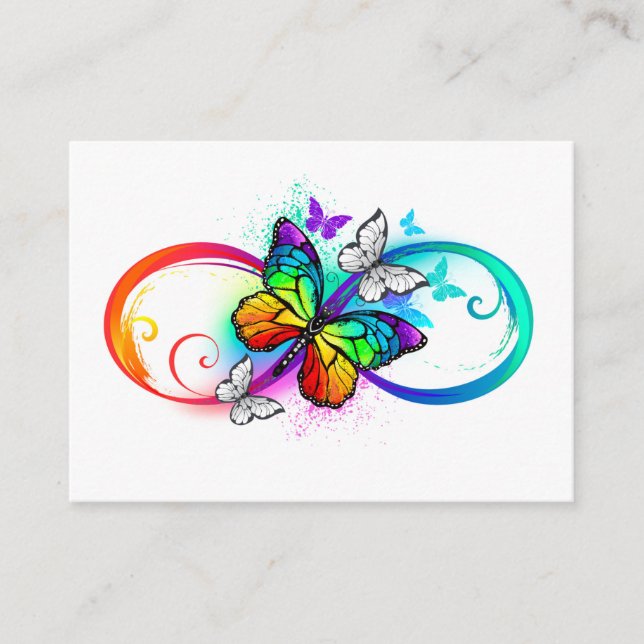 Bright infinity with rainbow butterfly appointment card (Front)