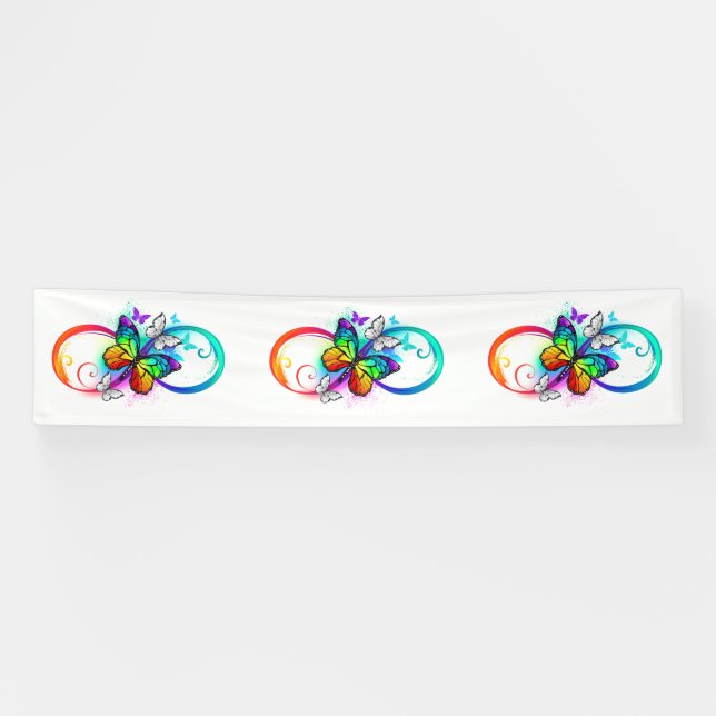 Bright infinity with rainbow butterfly banner (Horizontal)