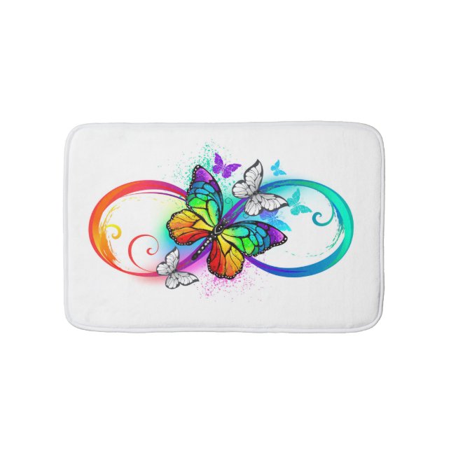 Bright infinity with rainbow butterfly bath mat (Front)