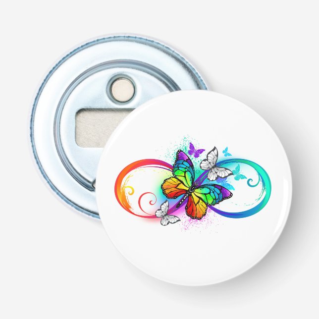 Bright infinity with rainbow butterfly bottle opener (Front)