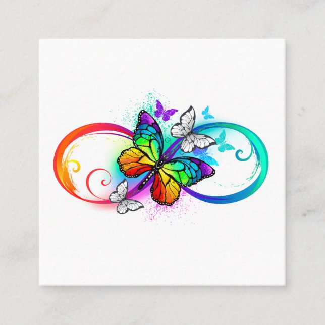 Bright infinity with rainbow butterfly calling card (Front)