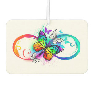 Bright infinity with rainbow butterfly car air freshener