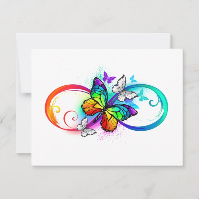 Bright infinity with rainbow butterfly card (Front)