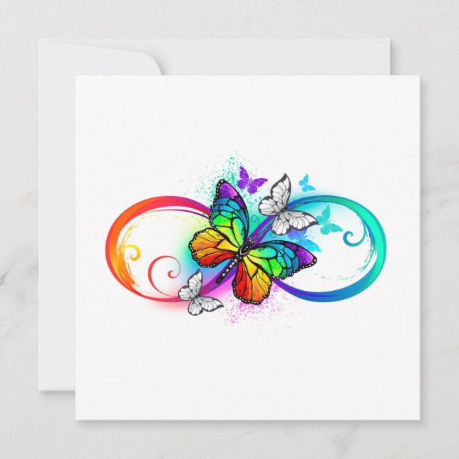 Bright infinity with rainbow butterfly card (Front)
