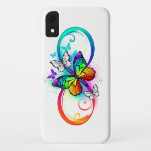 Bright infinity with rainbow butterfly iPhone XR case
