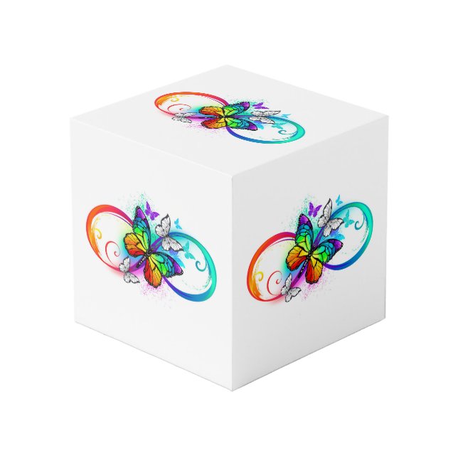 Bright infinity with rainbow butterfly cube (Front Angled)