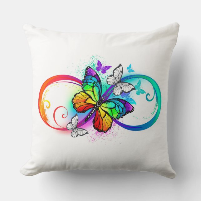 Bright infinity with rainbow butterfly cushion (Front)
