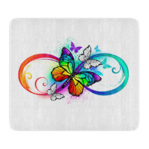 Bright infinity with rainbow butterfly cutting board