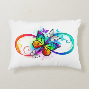Bright infinity with rainbow butterfly decorative cushion