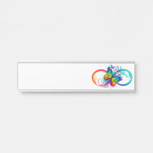 Bright infinity with rainbow butterfly door sign