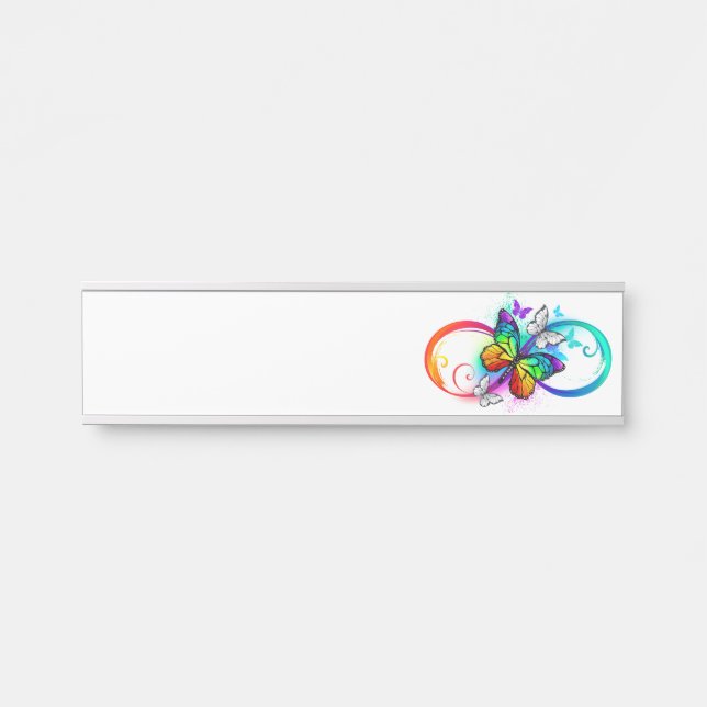Bright infinity with rainbow butterfly  door sign (Front)