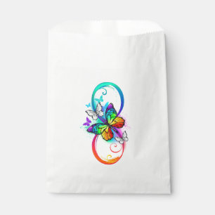 Bright infinity with rainbow butterfly favour bag