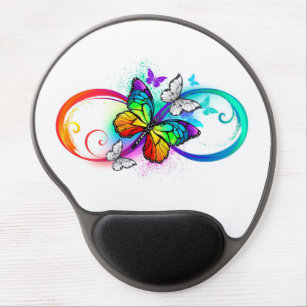 Bright infinity with rainbow butterfly gel mouse pad