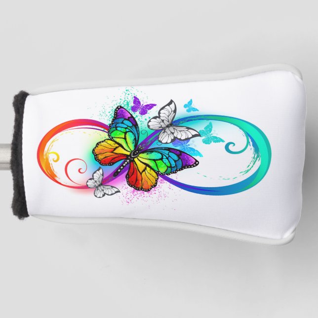 Bright infinity with rainbow butterfly golf head cover (Front)